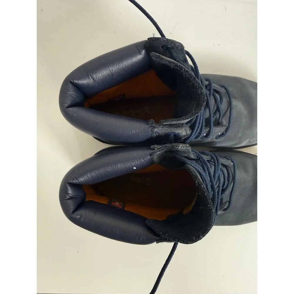 Timberland 6 Inch Premium Waterproof Boots Navy Blue Nubuck Leather Mens Sz 6.5